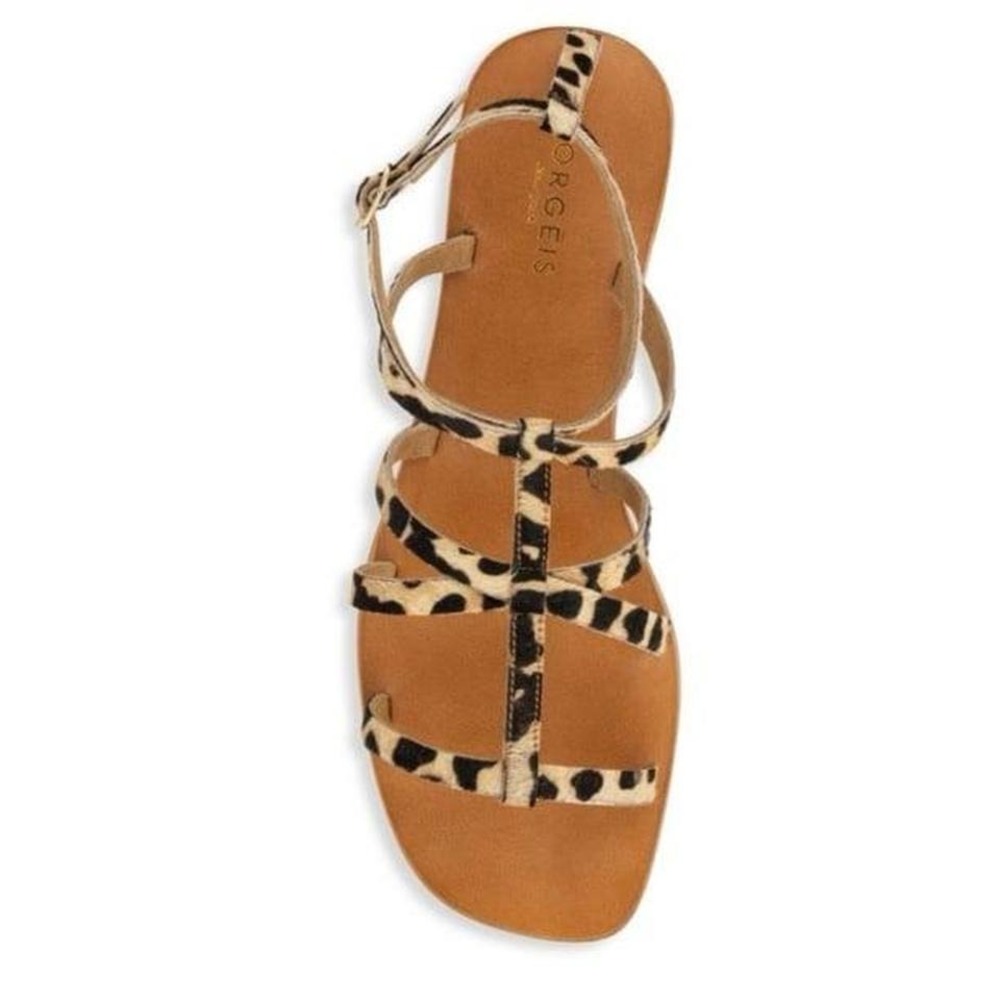 Torgeis Syrene cage animal print pony‎ hair sandals size 9